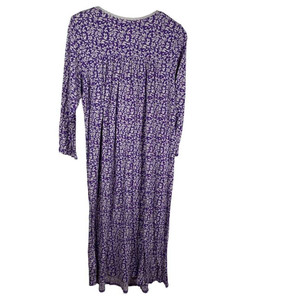 Eileen West Nightgown Women's Purple Floral Sweetheart Neck Modal Grandma Size M - Picture 2 of 12